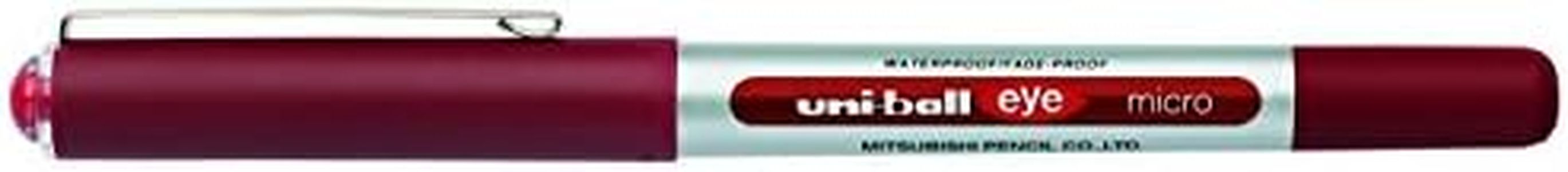 uni-ball Eye Micro Red Rollerball Pens. Premium 0.5mm Ballpoint Tip for Super Smooth Handwriting, Drawing, Art, Crafts, Colouring, School. Fade and Water Resistant Liquid Uni Super Ink. 12 Pack