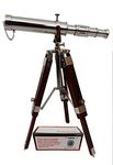 US HANDICRAFTS Vintage Brass Nickle Telescope On Tripod Stand/Chrome Desktop Telescope For Home Decor & Table Accessory Nautical Spyglass Telescope For Navy And Outdoor Adventures.