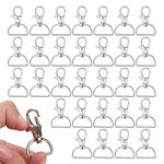 Metal Swivel Clasps, 30 Pcs Lanyard Swivel Snap Hooks Clips and D Rings, Key Chain Hooks Clips Metal Lobster Claw Clasp (1.54” L X 0.79” W)