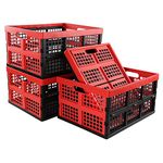 Ramddy 4 Pack Folable Storaeg Crate, 35 Quart Plastic Collapsible Milk Crate