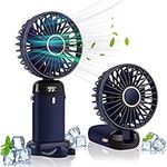 Mini Handheld Fan,Portable Personal Desk Fan 5 Speed Adjustable,4000mAh Battery Operated Rechargeable USB Quiet Cooling Fans with Base for Women Girls Kids Outdoor Hiking Camping Trip (Navy Blue)