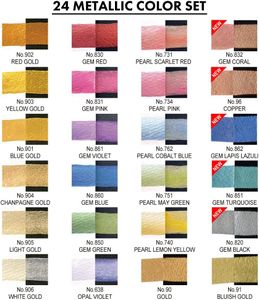 Kuretake Gansai Tambi 24-Color Glitter Watercolor Paint Set