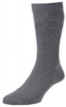 HJ190 Hall Mens Softop Extra Wide Loose Wool Rich Socks Mid Grey 11-13