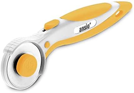 ANSIO Rotary Cutter with Safety Lock, Sewing Accessories Perfect for Cutting Fabric, Leather, Paper, Quilting, Crafting, Ergonomic Handle Rolling Cutter Perfect for Left&Right Hand, 45mm-(Yellow)