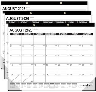 GuassLee Large Desk Calendar 2026, 3 Packs, 19 Months from Jun. 2026 to Dec. 2027, 22" x 17" Desk/Wall Calendar Hanging Planner with Julian Date, Notes, Corner Protectors for School Home Office