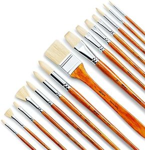 Artify 15 pcs Professional hog Hair Paint Brush Set Perfect for Oil Painting with a Free Carrying Box for Artists and Enthusiast, Beginner, Adults