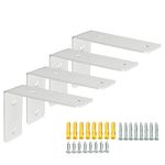 Sayayo Heavy Duty Shelf Bracket Wall Shelf Supports Stainless Steel Widen Right Angle Shelf Brackets for DIY Floating Shelves, 5 Inch L Brackets, White, 4 Pcs, CJW2100W-4P