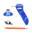 GTC Drill Machine Attachment Combo Tools Kits set Angle Drive, Drill bit Extension, Drill bit Sharpner and Drill Dust Collector (T 598, DRIL001, DDC-3006/3018) (Blue)