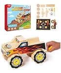 DIY Wooden Monster Truck Building Kit - Stem Toys for Kids Age 4-7 - Wood Crafts with Stickers