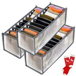 TOOVREN Sock Drawer Organizer 3 Pack, Sock and Underwear Organizer, Sock Organizer for Drawer, Mesh Foldable Cabinet Closet Organizers and Storage Boxes for Storing Socks, Underwear, Ties, Panties