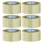 VCR Self Adhesive Transparent Cello Tape - 65 Meters in Length - 48mm / 2" Width - 6 Rolls Per Pack - BOPP Industrial Packaging Tape for E-Commerce Box Packing, Office and Home use