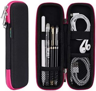 iDream365(TM) Slim EVA Carrying Case/Bag/Pouch/Holder for Apple Pencils,Executive Fountain Pen,Ballpoint Pen,Stylus Touch Pen-Black/Hot Pink