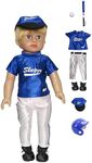 Blue Baseball Uniform 7pc for 18-Inch Dolls | Premium Quality & Trendy Design | Dolls Clothes |