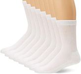 Medipeds Mens 8 Pack Diabetic Crew Socks With Non-Binding Top, White, Shoe Size: Men 7-12 and Ladies 10-13