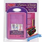 Fashion Design Activity Kit w/ 9 Double Sided Textured Fashion Plates + FREE Melissa & Doug Scratch Art Mini-Pad Bundle [43120]