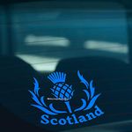 HastingsDesigner SCOTLAND SCOTTISH THISTLE Car,Window,Bumper or Laptop Vinyl Decal Sticker (Blue)