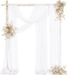 MLMW White Wedding Arch Draping Fabric 1 Panel 29" x 20Ft Sheer Arch Drapes Chiffon Outdoor Curtain Backdrop for Wedding Ceremony Party Ceiling Decoration