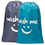 HOMEST 2 Pack XL Wash Me Travel Laundry Bag, Dirty Clothes Organizer, Large Enough to Hold 4 Loads of Laundry, Easy Fit a Laundry Hamper or Basket