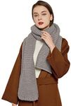 Surblue Winter Chunky Knit Scarf Warm Thick Wrap Pattern Long for Men and Women for Outdoors, Gray