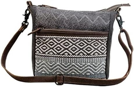 Myra Bag Chevron Patterned Cross-Body Bag Upcycled Cotton & Leather S-3069