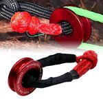 RULLINE UTV ATV SUV Truck Recovery Essential Accessories - Synthetic Winch Rope and Snatch Ring Soft Shackle Set | Winch Accessories (41000 lb, Red Ring & Red Shackle)