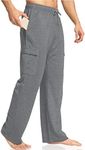 Men's Loose Fit Sweatpants Open Bottom Baggy Cargo Sweatpants for Men Sweat Pants Straight Leg Big and Tall Sweatpants 3X Dark Grey