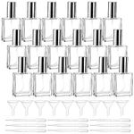 Foraineam 18 Pack Clear Glass Fine Mist Atomizer Spray Bottles, 15ml Refillable Mini Perfume Bottle, Empty Glass Perfume Atomizer Bottle Fragrance Bottles with Droppers and Funnels