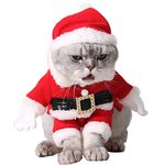 Cat Christmas Outfit ,Legendog Christmas Pet Clothes Cute Santa Claus Dog Cat Christmas Costumes Cat Dress up Christmas with Santa Hat