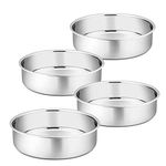 8 Inch Cake Pan Set of 4, P&P CHEF Stainless Steel Round Baking Pans Layer Cake Pans Tin Set, Mirror Polished & Dishwasher Safe, Non Toxic & Healthy