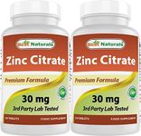 Best Naturals Zinc Citrate 30 mg - Immune Support - 120 Tablets (120 Count (Pack of 2))