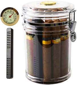 XIFEI Acrylic Humidor Jar with Humidifier and Hygrometerhumidor That can Hold About 18 Cigars (Clear)