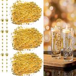 24pcs Pearl String for Floating Candles, Artificial Highlight Faux Pearl Beads String Pearl Party Garland Decoration for Wedding Dinning Table Party Home Centerpieces (Gold)