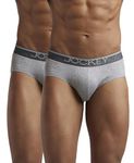 Jockey Men's Super Combed Cotton Briefs with Ultrasoft and Durable waistband (Pack of 2) 8037_Grey Melange_XL