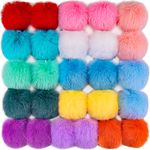 BQTQ 26 Pieces Faux Rabbit Pom Pom Balls DIY Fluffy Faux Fur Pom Pom with Elastic Loop for Hats Scarves Gloves Bags Accessories(Rainbow)