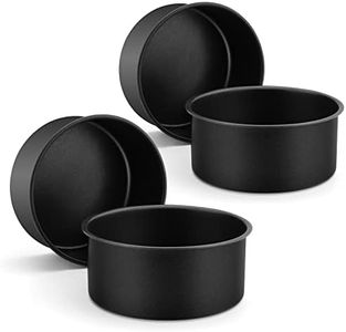 LIANYU 6 inch Cake Pans for Baking, Round Cake Pan Set of 4, Nonstick Stainless Steel Baking Tin Bakeware for Birthday Wedding Party, Non Toxic Coating, 3 Inch Deep, Black