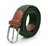 ZORO Polyester Stretchable Woven Fabric Belt For Men & Women,Fits On Upto 40 Inches Waist Size,Hole Free Design, Dark Green