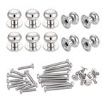 sourcing map 12mm Head Dia. Round Knobs Pull Handle, 10pcs Zinc Alloy for Drawer Pulls Gift Box Cabinet Door Knobs with M3x14,M3x25 Screws, Silver Tone