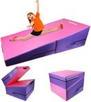 Triclicks Foldable Incline Gymnastics Mat, Wedge Gymnastics Mat, Cheese Wedge Skill Shape Tumbling Mats with Carry Handle, L47''×W23''×H18'', Yoga Mats for Home Fitness Aerobic Exercise (Purple)