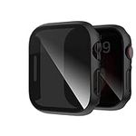 Cuteey 2 Pack for Apple Watch Series 9 Series 8 7 Privacy Screen Protector Case 45mm, Unti-Spy Glass Protector Hard PC Cover Bumper for iWatch 9 8 7 45mm Accessories,Black/Black