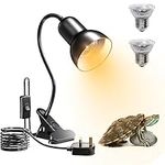 Luxvista Tortoise Heat Lamp, 25W UVA UVB Basking Light Reptile Heat Lamp, Heat Spotlight Holder with 360° Rotatable Clip for Turtle Lizard Snake Aquarium Amphibian, 2 Bulbs Included