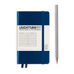 Leuchtturm1917 342918 Notebook Pocket (A6), Hardcover, 187 numbered page, Ruled, Navy