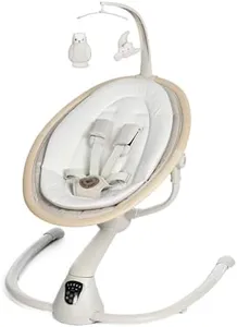 Maxi-Cosi Cassia Baby Swings for Infants: Smart Portable Baby Swing with Music, Lightweight & Foldable Baby Swing, 360 Rotation Infant Swing, Classic Oat