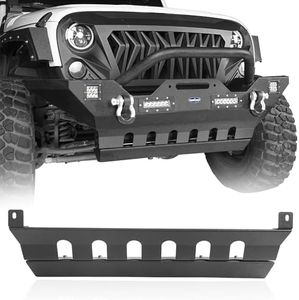 Hooke Road Wrangler JK Front Skid Plate Bumper Cover Texured Black Steel for Jeep Wrangler JK 2007-2018