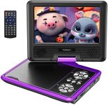 YOTON 9.5" Portable DVD Player for Kids and Car, 7.5" Swivel HD Screen with 6 Hours Built-in Battery, Car DVD Player with Dual Speakers, Remote Control, Support Sync TV, Region Free USB/SD/AV - Purple