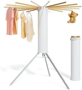 Foldable Drying Rack Made of Solid Wood (not Poor Quality Bamboo), Portable Outdoor Clothes Drying Rack & Space Saving Tripod Towel Drying Rack for Indoor Folding Laundry Rack