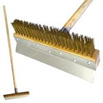 Pizza Oven Brush with Scraper - Heavy Duty 30” Long Wooden Handle Barbeque Pizza Oven Grill Brush, Pizza Oven Accessories for Home Outdoor Kitchen Commercial Cooking Supplies