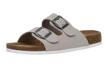 Cushionaire Women's Lane Cork Footbed Sandal With +Comfort, Stone Vegan Suede, 10W