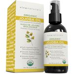Viva Naturals Jojoba Oil Organic Cold-Pressed Nail Oil, Face Oil, Facial Oil, Face Oils for Women, Jojoba Oil Hair - Pure & Natural Moisturiser for Skin & Hair - 4 fl. Oz