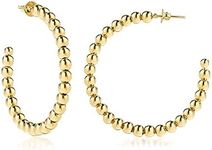 Barzel 18K Gold Plated Ball Hoop Earrings - Made In Brazil (3MM)