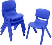 ECR4Kids Plastic School Stack 4-Pack Childrens Chairs, 12 in, Blue